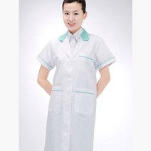 배색 반팔 여성용 사 가운 올리브 유니폼 실습 실험복 병원, 2XL