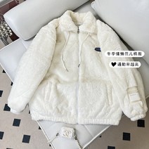 뽀글이 원단 스탠드 칼라 라벨 모조 밍크 코트 여성 한국어 버전 코튼 두꺼운 모조