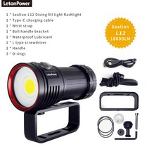 고휘도 손전등 멀티 써치라이트 led 전문 수중 27 LED 사진 조명 하이라이트 램프 22800 루멘 다이빙 100M 방수 비디오 카메라 토치, 바다표범 L12_단일 손전등