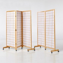 가구야히메 원목 바퀴 병풍 파티션 2color 2size 운치있는 고급 한지파티션, 3단 파티션 화이트