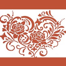 스텐실 도안-하트장미 E-01-026