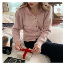 탱커스 탱커스 여성 숄 카라 퍼프 울 가디건