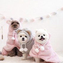 말썽쟁이여름 강아지 고양이 애견 반려견 중형견 비숑 망토 옷 후드 담요 겨울 케이프 악세사리 액세서리, 그레이