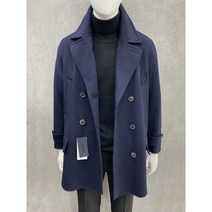 트루젠 남성 캐시미어 울 혼방 핸드메이드 피코트 더블버튼 겨울 짧은 반코트 2컬러 - 네이비 카키