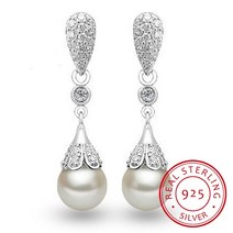 왕진주 귀걸이 드롭 big pearl earrings 925 스털링 실버 진주 보석 천연 담수 진주 여성용 실버 웨딩 매달려