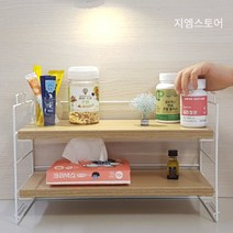 지엠 원목 우드 1단 2단 미니 맞춤 선반 식탁 데스크 책상 정리대, 블랙+우드 선반/1단