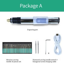 미니그라인더 에어 앵글 소형 미니 충전식 전기 무선 그라인더 3.7V 5000-25000r 속도 조절 조각 펜 배, 02 Package A