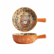 니치유 캐릭터 손잡이 플레이팅 면기 세트, 오렌지