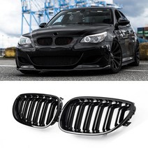 자동차 그릴 레이싱그릴 1 쌍 광택 블랙 스타일 스타일링 프론트 키드니 bmw 5 시리즈 e60 e61 m5 2003 2010 액세서리 용