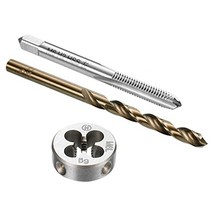 uxcell 탭 및 다이 및 드릴 비트 세트 m6 x 1 왼나사 밀링 탭 및 라운드 다이 5.0mm 코발트 고속 강철 트위스트 드릴 비트