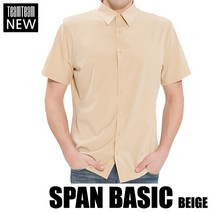 09605_[남성]스판남방반팔 베이지/프랜차이즈남방/스판남방/스판블라우스/커피전문점/레스토랑/베이커리/식당/치킨집/정육/피자집/카페유니폼/인쇄/패치제작가능