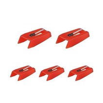 VAKS 5pcs 레코드 플레이어 바늘 교체 크로슬리 빅트롤라 ION 젠슨 턴테이블 포노그래프 LP 비닐 그 이상 브랜드용 스타일러스 레드, 5 Pack_red