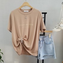 상상그이상 여성용 블로썸 레터링 레이온 반팔 티셔츠