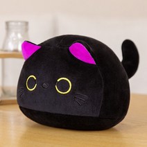 캐릭터 인형 쿠션 바디필로우 9-70cm 사랑스러운 둥근 공 고양이 플러시 베개 장난감 부드러운 인형 만화 동물 인형 검은 고양이 낮잠 쿠션 크리스마스 생일 선물, 25cm, 자주색