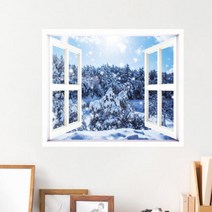 cx436-자연의하얀미소_설경_창문그림액자(중형)_뮤럴시트지, C타입-엘레강스골드／4-호수의설경