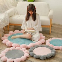 스마일직구 꽃모양 인테리어 방석 러그 110cm, 핑크