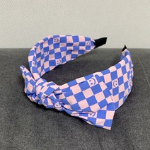 체크보드 리본머리띠 꼬임 반다나 와이드 터번 여자 헤어밴드