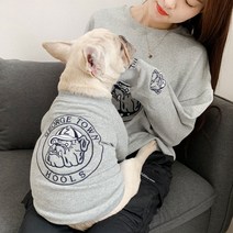 강아지커플티 커플룩 개플룩 강아지와 견주 커플 맨투맨 견주 S-XXXXL, 회색, 견주(가슴둘레 144 앞기장 65 뒷기장 70)