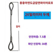 크레인 인양 견인 호이스트 와이어 로프와이어 고리, 26밀리미터 굵기, 12m, 1개