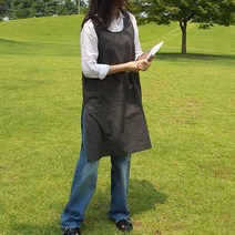 방가지똥 앞치마 단추없는 통원피스 블랙데님 앞치마, 1개