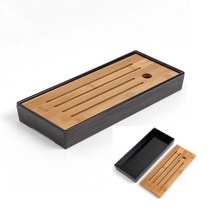 차판 차반 차 트레이 도구 퇴수기 다도 대나무 블랙, 1개