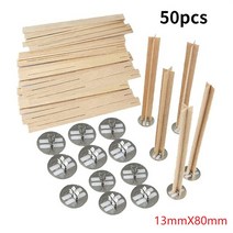 크로스 나무 양초 심지 코어 DIY 천연 금속베이스 탭 수제 공예 만들기 50 개, 03 13mmX80mm