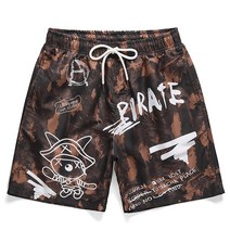 Dline 하라 주쿠 레트로 낙서 브라운 비치 비치 바지 남자의 대형 Y2K 패션 메쉬 스포츠 달리기 농구 반바지 버뮤다 트레이닝 반바지 농구복 조던 반바지 언더아머 반바지