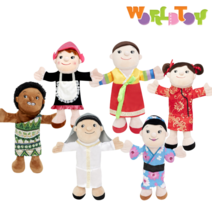 월드토이 세계 6종 손인형 세트 역할놀이 구연동화 인형 극 놀이 한국 일본 중국 스위스 아프리카 사우디