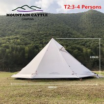 3~4인용 텐트 빌리지 글램핑 터널형텐트 캠핑320400 큰 피라미드 4 시즌 초경량 bushcraft 배낭 야외 210t 격자 무늬 겨울 스노우 스커트, t2 화이트
