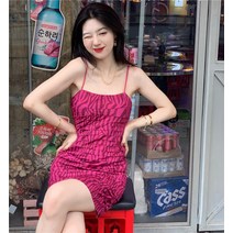 슬림나시원피스 여성 허리보정 얼룩말무늬 끈나시 슬립 짧은 봄계절 이너웨어 2244066281