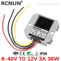 차량용 슈퍼 캐패시터 캐퍼시터 전압안정기 RCNUN 부스트 벅 모듈 8-40V 12V 1A 3A 6A 스텝 다운/업 전압 안정기 레귤레이터 36W DC-DC 컨버터, 01 8-40V to 12V 3A