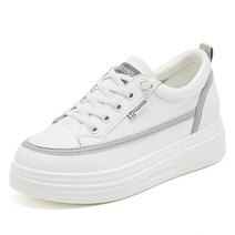 여성 운동화 키높이 스니커즈 여자운동화 통굽 인박카001 조수 브랜드 가죽 소형 흰색 신발 새로운 모델 쇼가 높은 여성의 캐주얼 가벼운 증가 여성 신발 소프트 밑창 싱글 신발 스포츠 두꺼운 단독 신발
