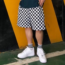 던웨이브 / 체커보드 체크 밴딩 7부 반바지 남자 버뮤다 팬츠