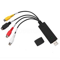 Kebidumei USB 2.0-RCA 케이블 어댑터 변환기 오디오 S-비디오 캡처 카드 어댑터 PC 케이블 TV DVD VHS 캡, 01 Black
