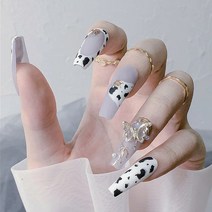 떨샵 캐릭터 체커보드 키치스타일 네일팁 인조손톱, 2개, NAIL-N292