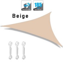고정 어닝 방수 천막 캐노피 멀티 사이즈 삼각형 햇빛 가리개 항해 야외 정원 파티오 파티 자외선 차단 해양 해변 캠핑 풀, 3x4x5m, Beige