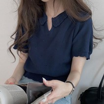 [랜덤플레이] 카라넥 펀칭 레이스 베이직 니트