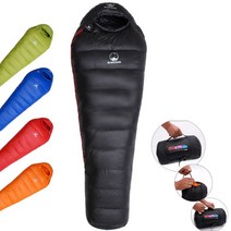삼계절 구스침낭 거위털 100% 백패킹 차박 비박 캠핑 침낭 400g 700g 1000g 사계절 초경량 필파워 800 구스다운 간절기 머미 슬리핑백, 블루, 1개