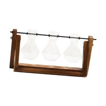 QDY 꽃을위한 버드 꽃병 수경법 식물 장식 꽃병 식물 나무 랙 화분 홀더 웨딩 식사 선반을위한 아트, 유리와 나무, 분명한