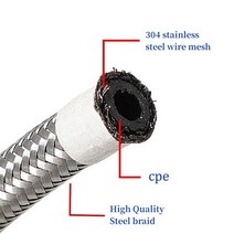 PTFE 고온 연료 호스 오일 가스 쿨러 라인 파이프 튜브 나일론 스테인리스 스틸 브레이드 내부 CPE 고무 브레이크, [02] ptee B, [01] 1M, [01] AN4