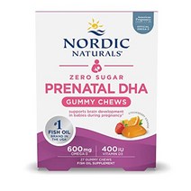 nordic naturals 제로 설탕 dha 산전 비타민 구미 딸기 오렌지 맛 - 27 구미 - 임신 보조제 - 600 mg 오메가 -3 생선 기름 및 400 iu 비타민 -