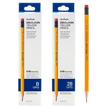 문화연필 더존 옐로우 연필 B 2B 12자루 지우개