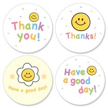 [꼬모멜로소] 스마일 감사 스티커 세트 thank you 선물 포장 데코 땡큐 구디백 스티커, 혼합색상, 30개