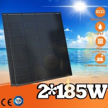 Jingyang 단단한 솔라 패널 100W 200W 140W 280W 185W 370W 18V 1000W 발전소 12V 24V 배터리 충전기 695390, 370W Black Panel 695390