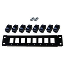 8 포트 CAT6 RJ45를 통해 커플러 패치 패널 w/ back bar wallmount 또는 rackmount, 검은색