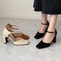 여성 스트랩힐 단정한 구두 8.5cm 하이힐 펌프스힐