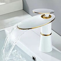 수림바스 라운드 폭포수 원홀 세면수전 세면대 골드 화이트 블랙 무광실버 욕실수전 수전교체 수도꼭지, 블랙골드