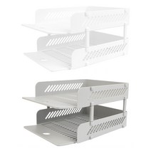 국산 플라스틱 파일함 층층 서류 정리대 사무실 꿀템 2단 꽂이함 파일철 정리함 A4용지 지류 트레이 비품 문서함 집기 종이 보관함 멀티 박스 문서 서류철 받침 데스크 테리어, 쿨그레이