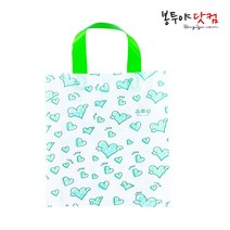 봉투야닷컴 루프백 M-3호 (29x39+6cm) 50장 비닐쇼핑백, 날개하트-그린