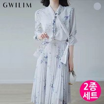 (귈림) 플라워 프린팅 블라우스+스커트 2종세트(GBSOP009P)